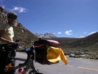 Tibetan prayer flag on bicycle bag Zippy's new Tibetan prayer flag