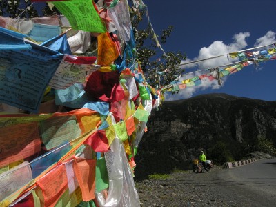 Prayer flags and bicycle Prayer flags and bicycle